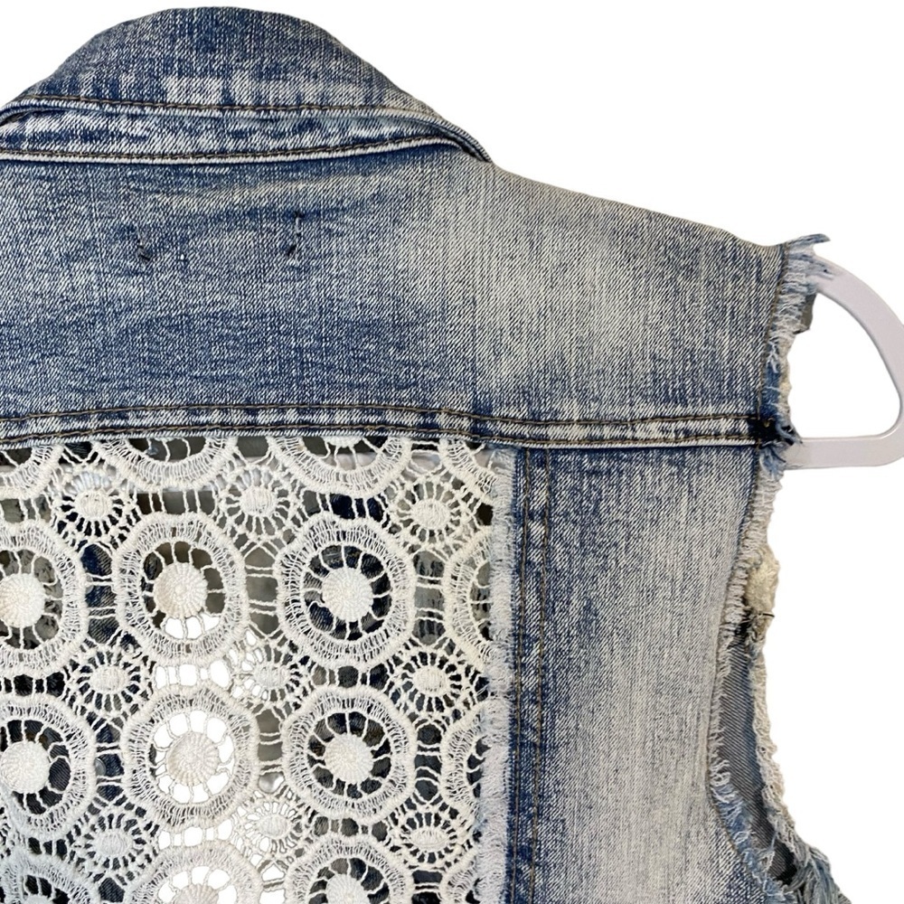 Streetwear Society - Acid wash/Lace Crop denim vest - M China - Picture 4 of 7